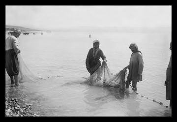 Fisherman Toiling with the Nets on the Sea of Galilee 20x30 poster