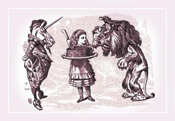 Through the Looking Glass: Alice, Lion, Unicorn and Cake 20x30 poster