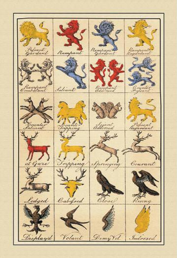 Heraldic Charges - Passant Gardan, Rampart, et al. 20x30 poster