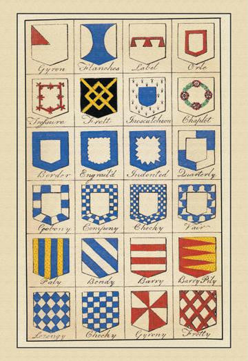 Heraldic Ordinaries - Gyron, Flanches, et al. 20x30 poster