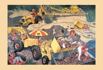 Elves Operating Minneapolis Moline Construction Machinery 20x30 poster