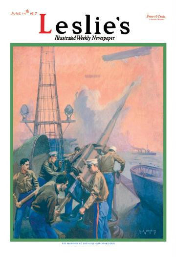 Leslies: U.S. Marines at the Anti-Aircraft Gun 20x30 poster