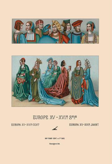 A Variety of Fifteenth Century French Costumes 20x30 poster