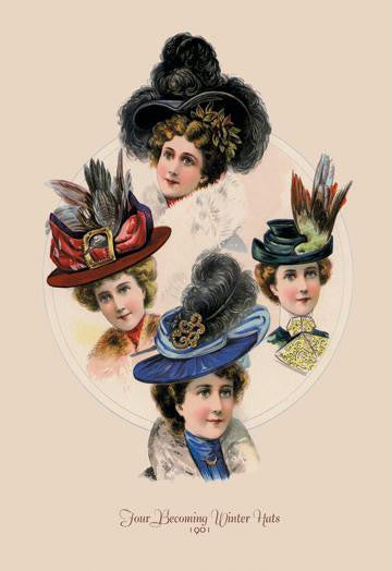 Four Becoming Winter Hats 20x30 poster