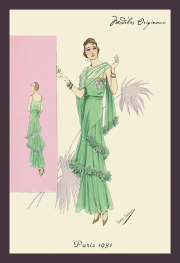 Playful Green Evening Gown 20x30 poster