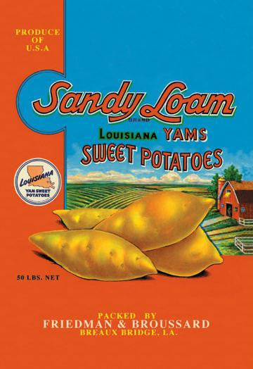 Sandy Loam Brand Yams 20x30 poster