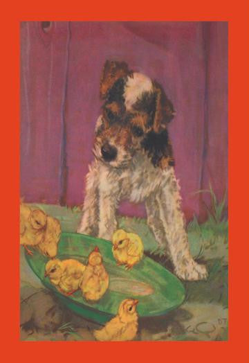 Dog with Chicks 20x30 poster