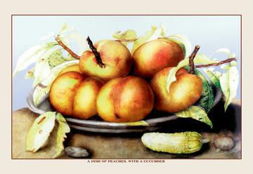 A Dish of Peaches with a Cucumber 20x30 poster