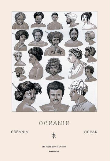 Headdresses and Hairstyles of Oceania 20x30 poster