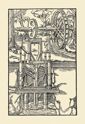 De Re Metallica Plate 13: Rag and Chain Pump 20x30 poster