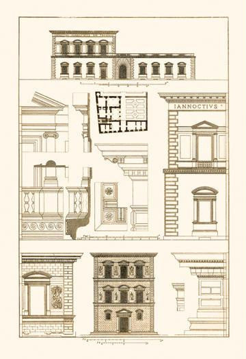 Palazzos Pandolfini and Bartolini at Florence 20x30 poster