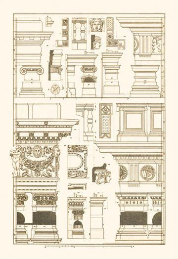 Details of Basilica at Vicenza and Library at Venice 20x30 poster