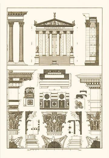 Temples of Antonius, Castor and Mars 20x30 poster