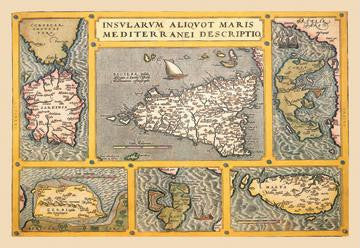 Maps of Italian Islands 20x30 poster