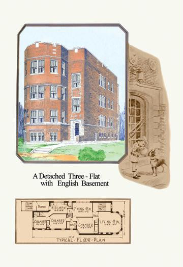 A Detached Three-Flat with English Basement 20x30 poster