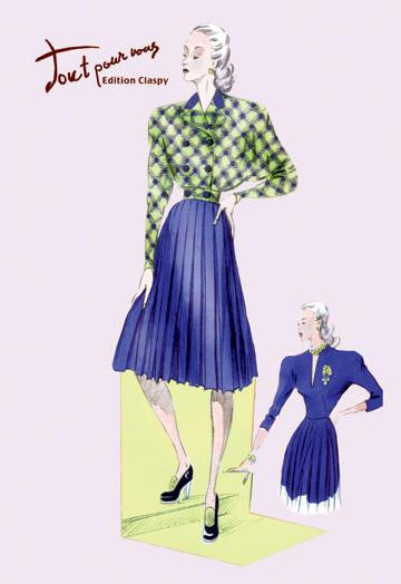 Pleated Dress with Plaid Jacket 20x30 poster