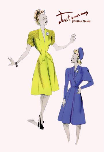 Knee-Length Dresses in Blue and Yellow 20x30 poster