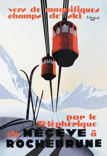 Skiing and Tram 20x30 poster