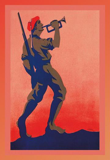 Spanish Soldier Blowing Horn 20x30 poster