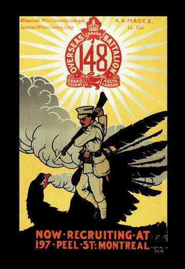 Canada Overseas Battalion: Now Recruiting at 197 Peel Street, Montreal 20x30 poster