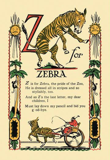 Z for Zebra 20x30 poster