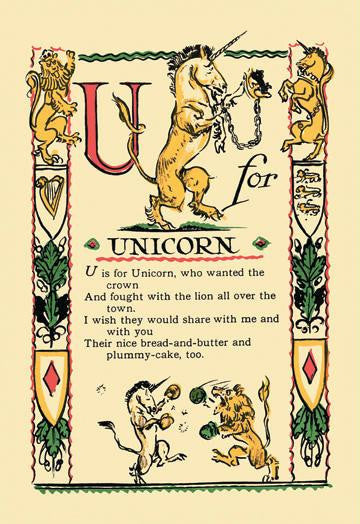 U for Unicorn 20x30 poster