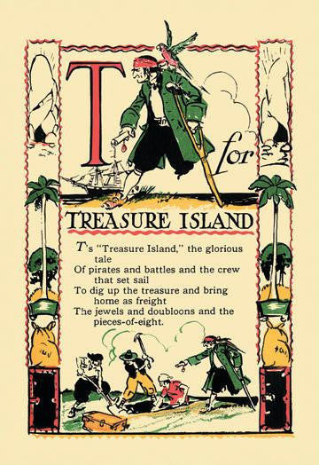 T for Treasure Island 20x30 poster