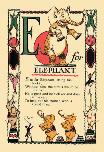 E for Elephant 20x30 poster