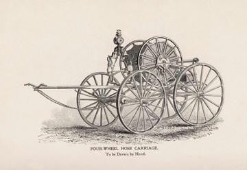 Four-Wheel Hose Carriage: To be Drawn by Hand 20x30 poster