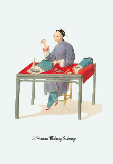 A Woman Making Stockings 20x30 poster