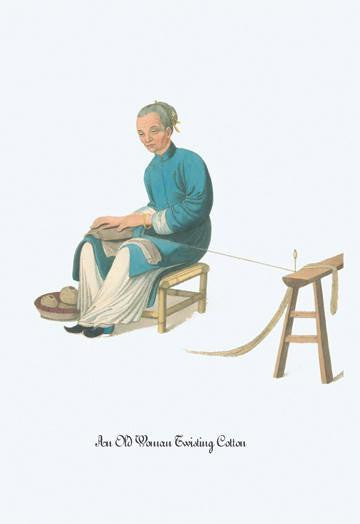 An Old Woman Twisting Cotton 20x30 poster