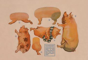 Paper Cutout Pig Dolls 20x30 poster