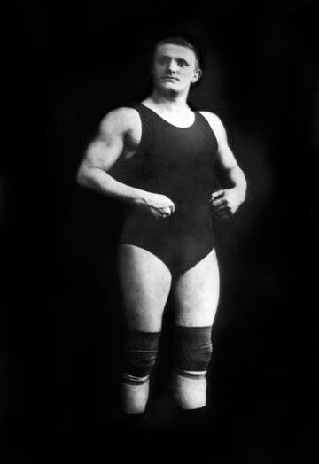 Bodybuilder in Wrestling Outfit and Knee Pads 20x30 poster