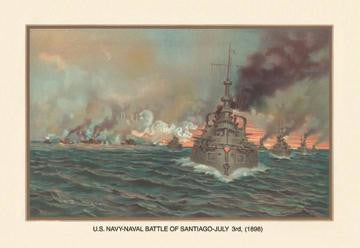 Naval Battle of Santiago, July 3rd, 1898 20x30 poster