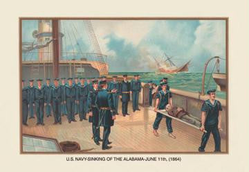 Sinking of the Alabama, June 11, 1864 20x30 poster