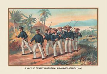 Lieutenant, Midshipman and Armed Seamen, 1830 20x30 poster