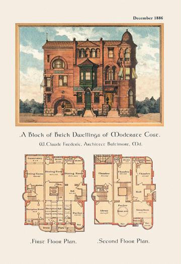 A Block of Brick Dwellings at Moderate Cost 20x30 poster