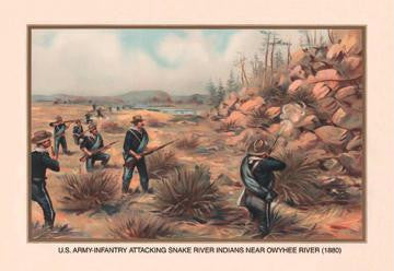 Infantry Attcking Snake River Indians Near Owyhee River, 1880 20x30 poster