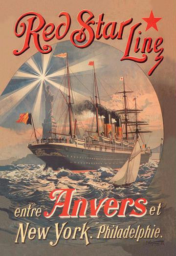 Red Star Cruise Line: Antwerp, New York, and Philadelphia 20x30 poster