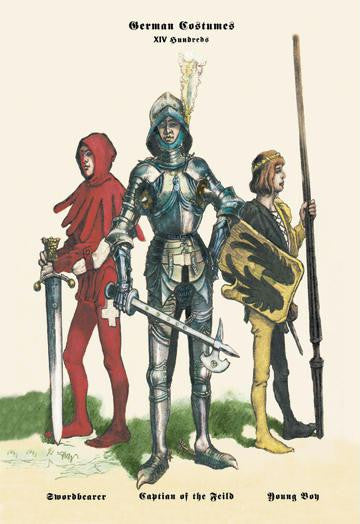 German Costumes: Sword Bearer, Captain of the Field and Young Boy 20x30 poster