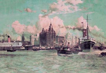 Port Traffic on the River Mersey 20x30 poster