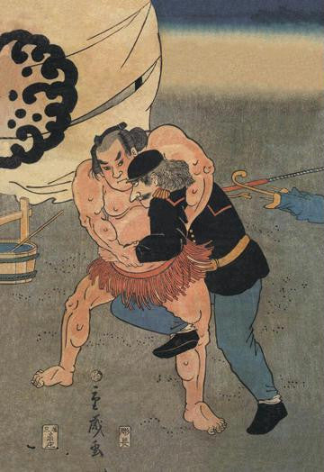 Sumo Wrestler Takes on a Foreigner 20x30 poster