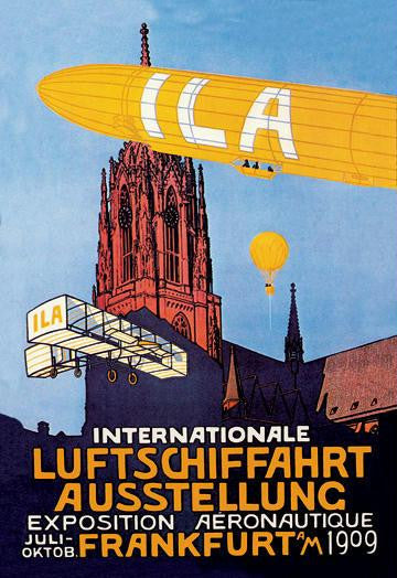 I.L.A. - Airship, Balloon and Plane Fly over a Cathedral in Frankfort wor an aeronautical exposition 20x30 pos