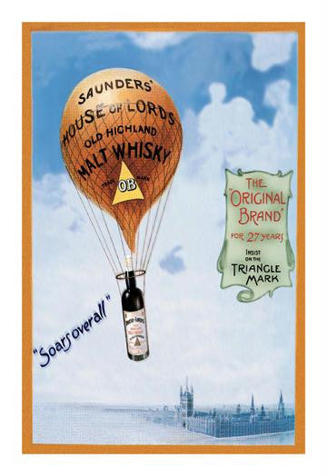 Saunders&#39;s House of Lords Whiskey - Ballon ascension with netting and carrying a Bottle of English whiskey