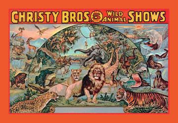 Christy Bros. 5 Ring Wild Animal Shows 20x30 poster