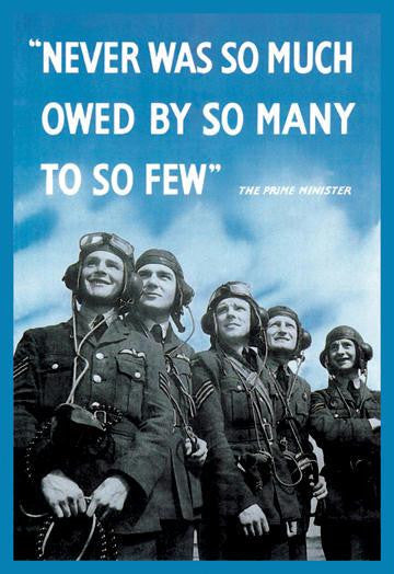 Never Was So Much Owed By So Many To So Few 20x30 poster