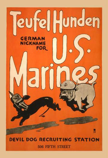 Teufel Hunden German Nickname for U S Marines 20x30 poster