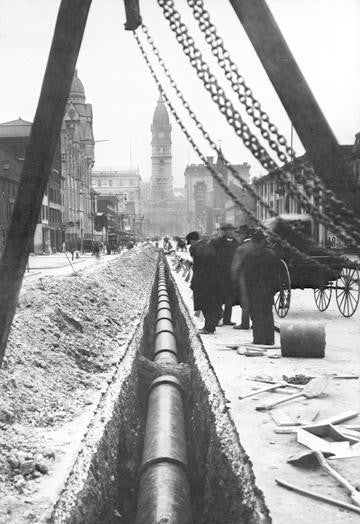 Installing a Water Pipe, North Broad Looking South, Philadelphia, PA 20x30 poster