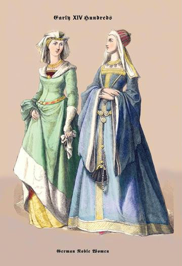 German Noblewomen  15th Century 24x36 Giclee