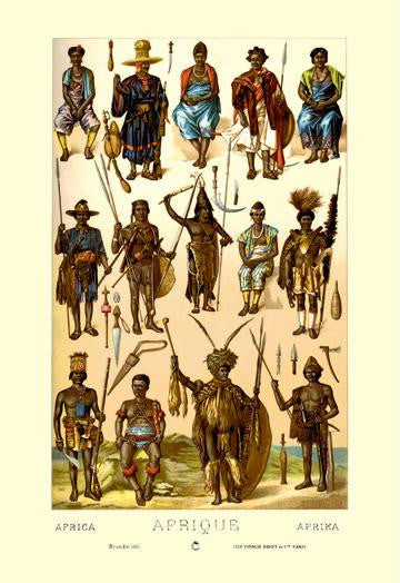 Afrique: Members of Various Tribes 24x36 Giclee